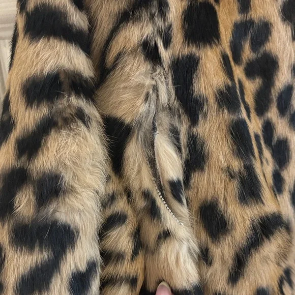 Leopard Print Rabbit Fur Coat - Picture 7 of 8